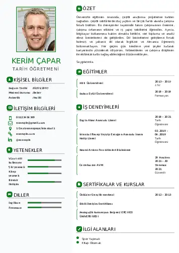 Tarih Öğretmeni Cv Örnekleri cv indir